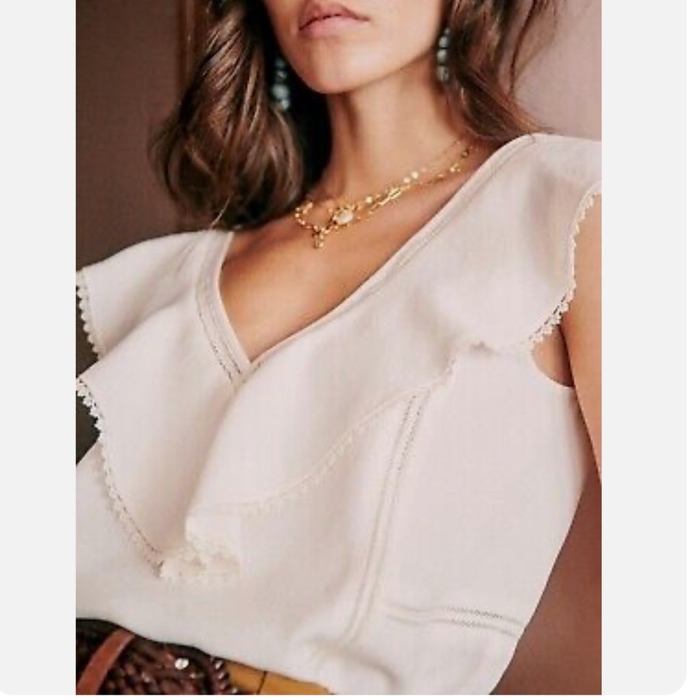 Sezane White Ruffle Sleeve Blouse NWT - Picture 2 of 10